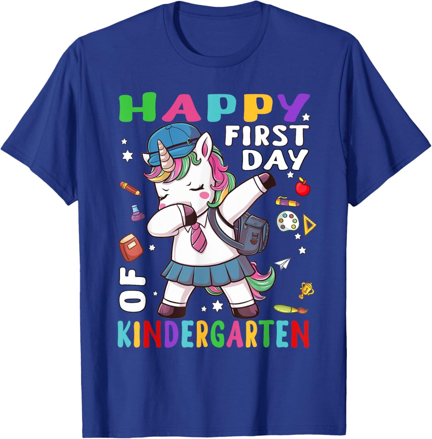 Happy 1st Day of Kindergarten Dabbing Unicorn Back to School T-Shirt - T-Shirt | Royal