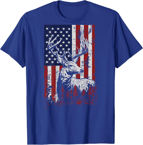 Whitetail Buck Deer Hunting American Flag Patriotic ON BACK