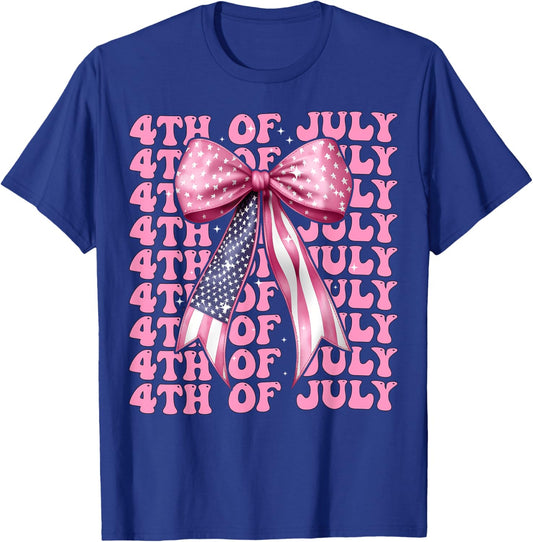 Nœud coquette 4 juillet drapeau américain patriotique fille maman T-Shirt - T-Shirt | Royal