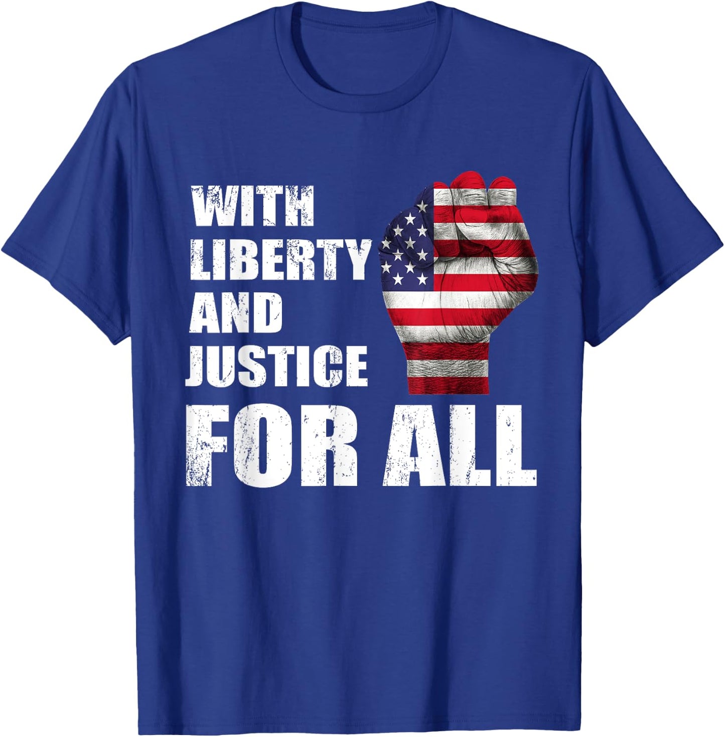 With Liberty And Justice For All USA fist flag T-Shirt - T-Shirt | Royal