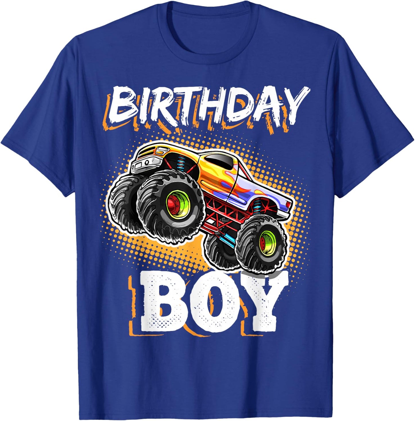 Birthday Boy Monster Truck Birthday Party Gift Boys Kids T-Shirt - T-Shirt | Royal