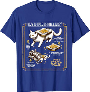 Funny Math Infinite Energy Cat And Mechanical Engineering T-Shirt - T-Shirt | Royal