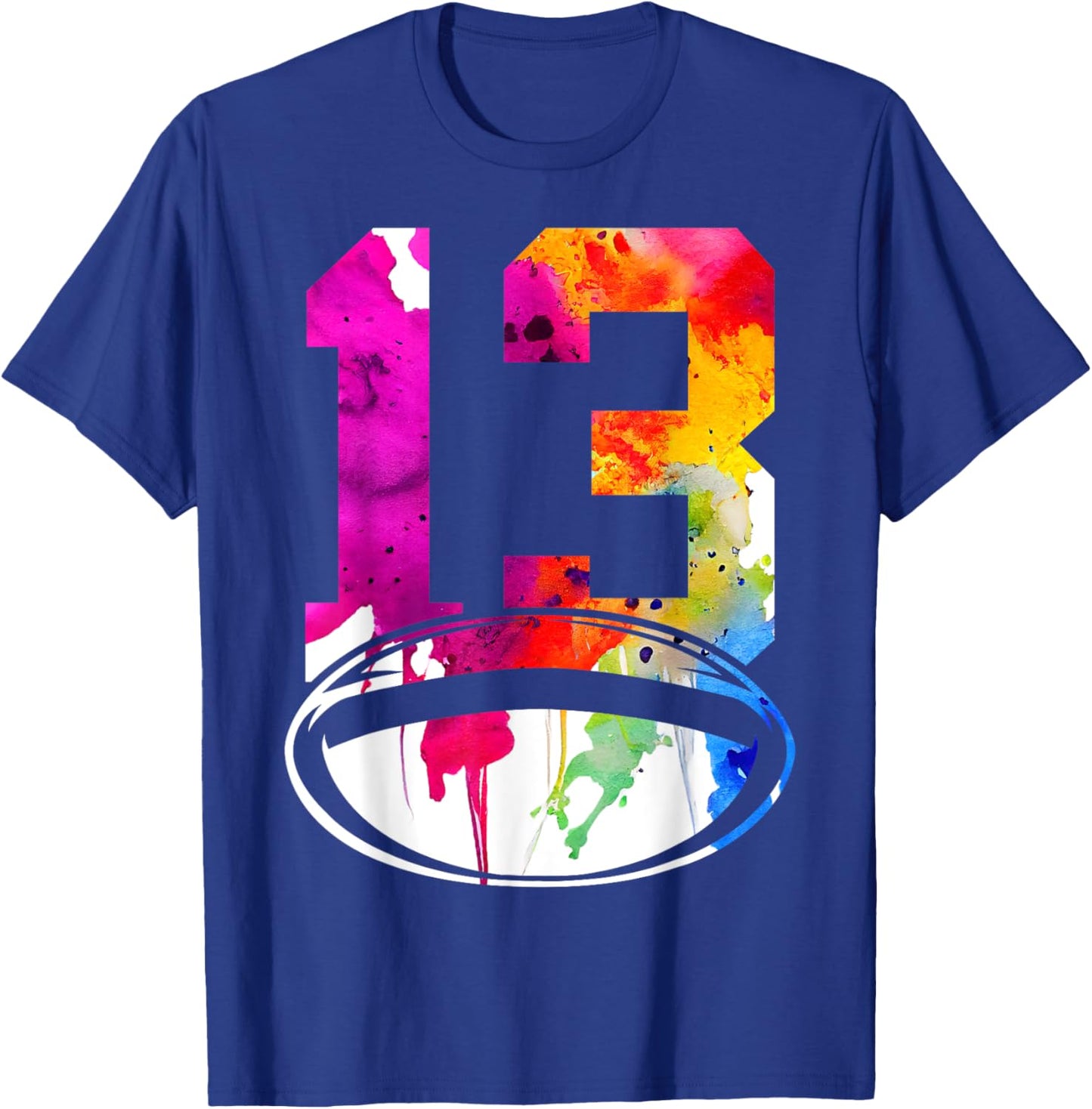 Number 13 Rugby 13th Birthday T-Shirt - T-Shirt | Royal