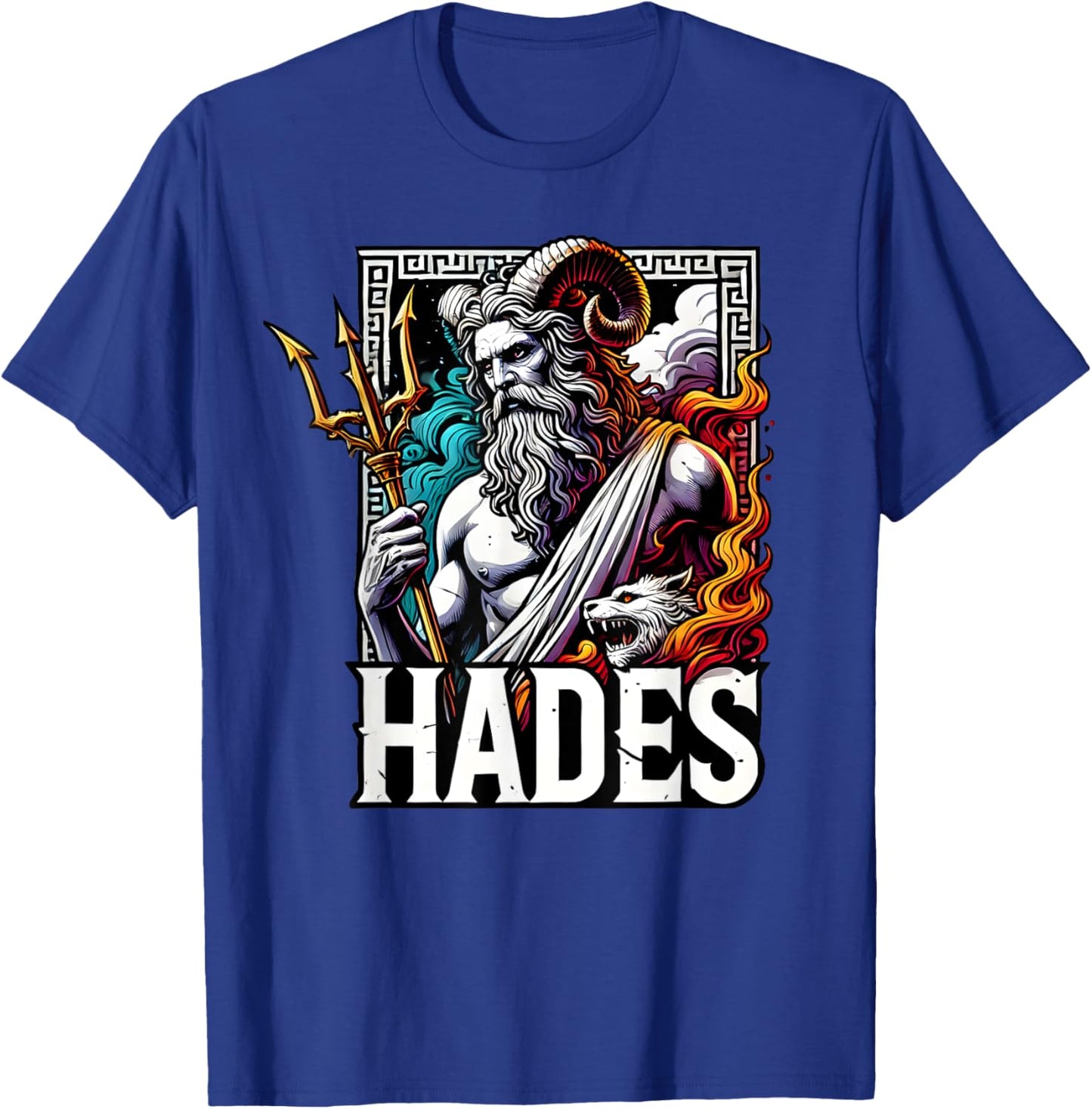 Mythology Greece Gods and Legends Hades Ancient Greek God Of The Underworld Cerberus -Adults and Kids Black Small Modern Letter Print Pull On Short Sleeve T-Shirt - T-Shirt | Royal
