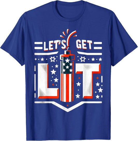 Patriotic 4th of july Let's Get Lit Men T-Shirt - T-Shirt | Royal