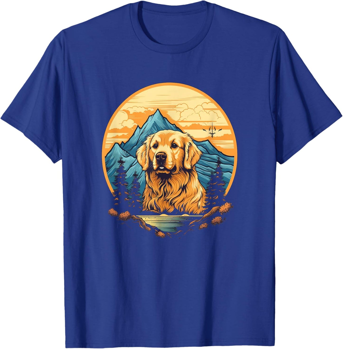 Retro Golden Retriever Men Women Kids T-Shirt - T-Shirt | Royal
