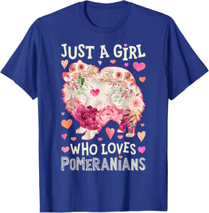 Pomeranian Just A Girl Who Loves Dog Flower Women Floral T-Shirt - T-Shirt | Royal