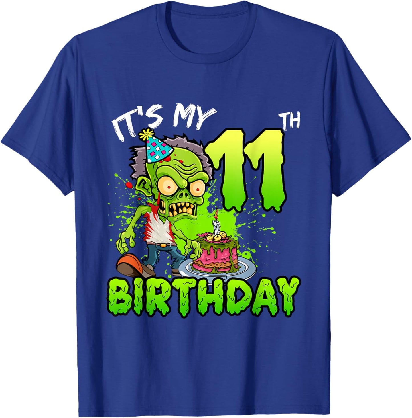 It's My 11th Birthday Zombie Lover 11 Year Old Boys Girls T-Shirt - T-Shirt | Royal