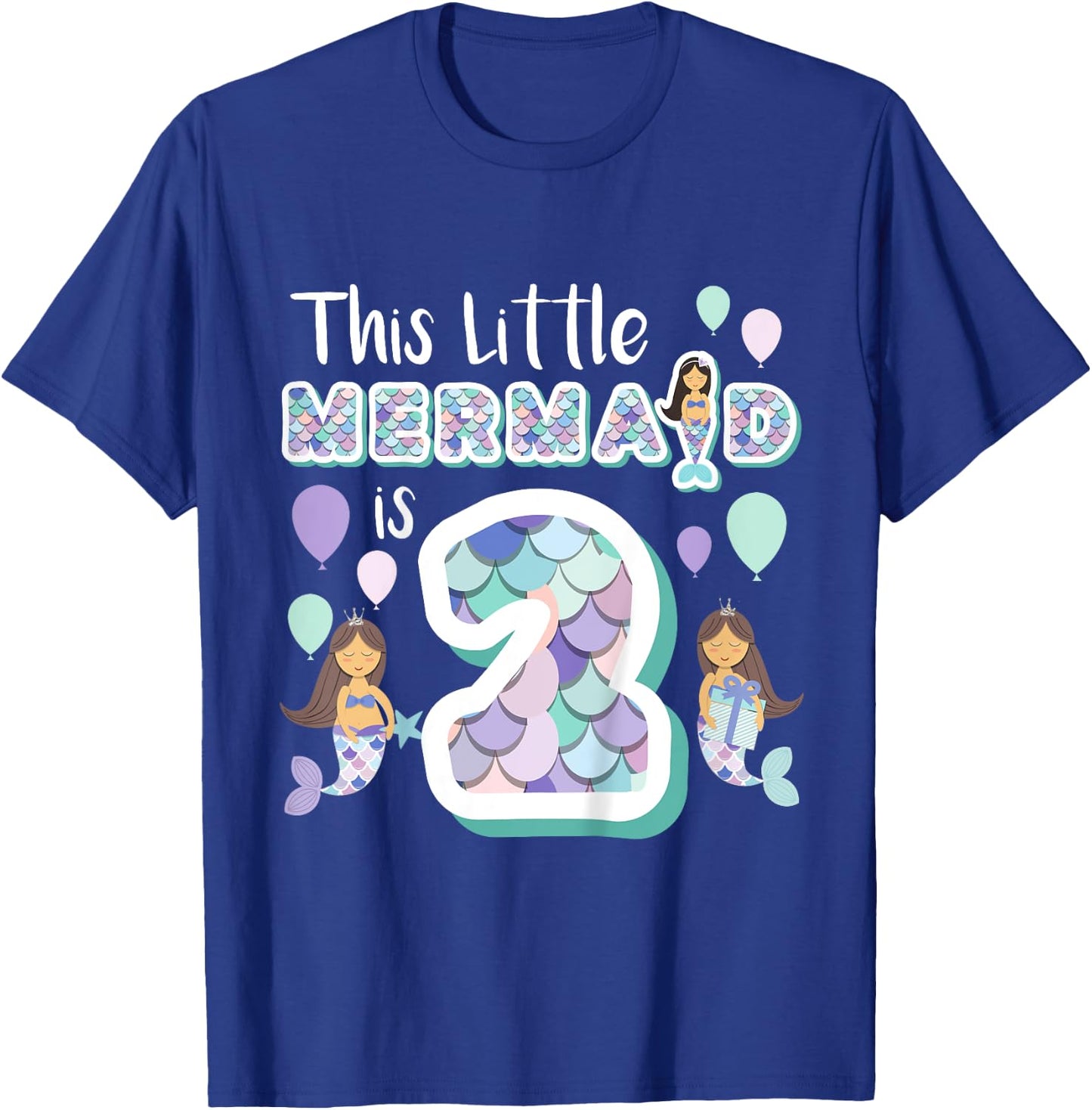 2 Year Old Mermaid Birthday Party Theme Girl 2nd Girls Gift T-Shirt - T-Shirt | Royal