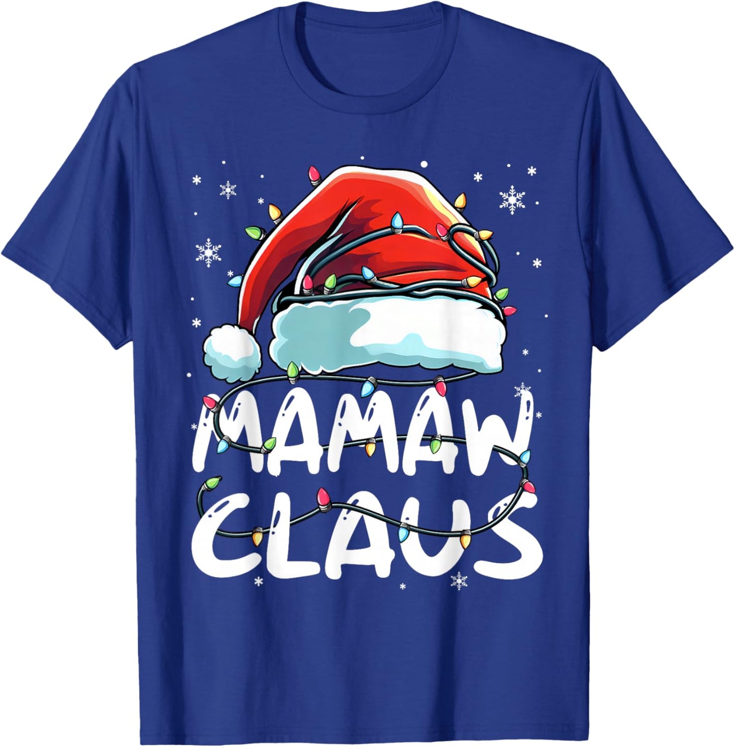 Mamaw Claus Christmas Lights Matching Family Xmas Pajama T-Shirt - T-Shirt | Royal