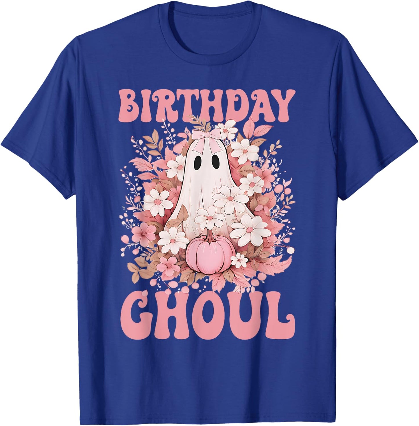 Birthday Ghoul Floral Ghost Bow Halloween Birthday Girls T-Shirt - T-Shirt | Royal