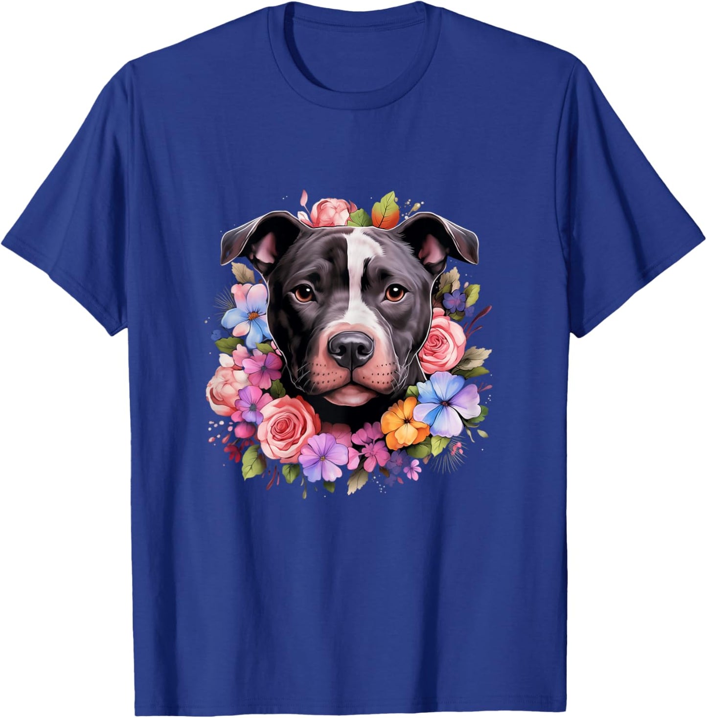 Pitbull Mom Floral Dog Lover Vintage Flowers Cute Women Kids T-Shirt - T-Shirt | Royal