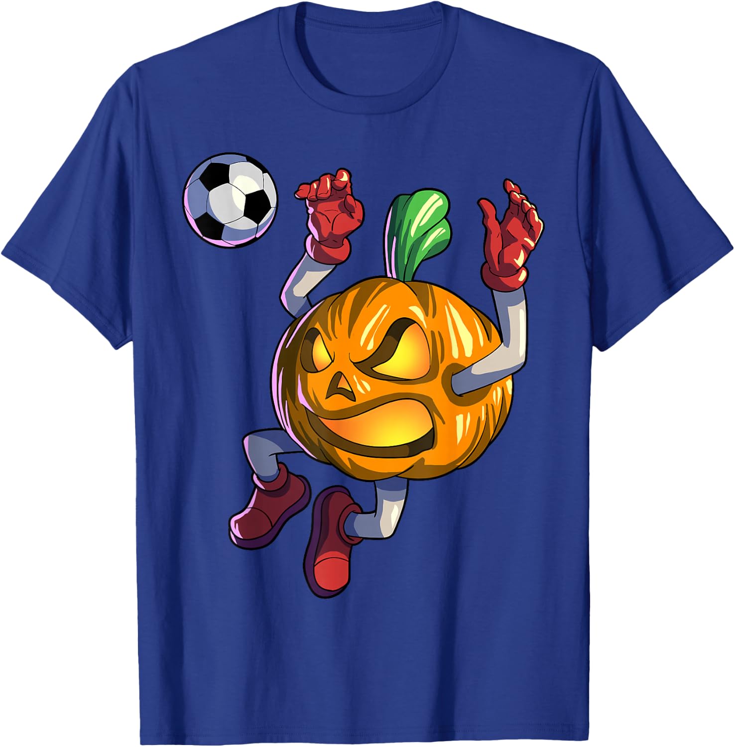 Soccer Pumpkin Halloween Men Boys Soccer Halloween T-Shirt - T-Shirt | Royal