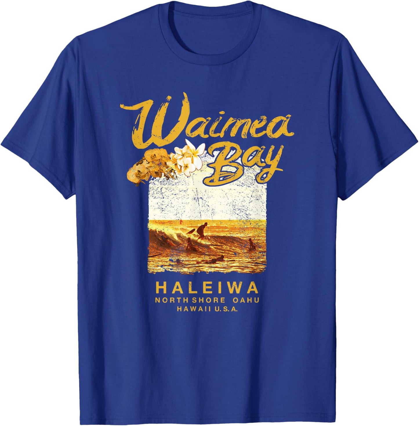 Hawaii Waimea Bay Vintage Hawaiian Surf T-Shirt - T-Shirt | Royal