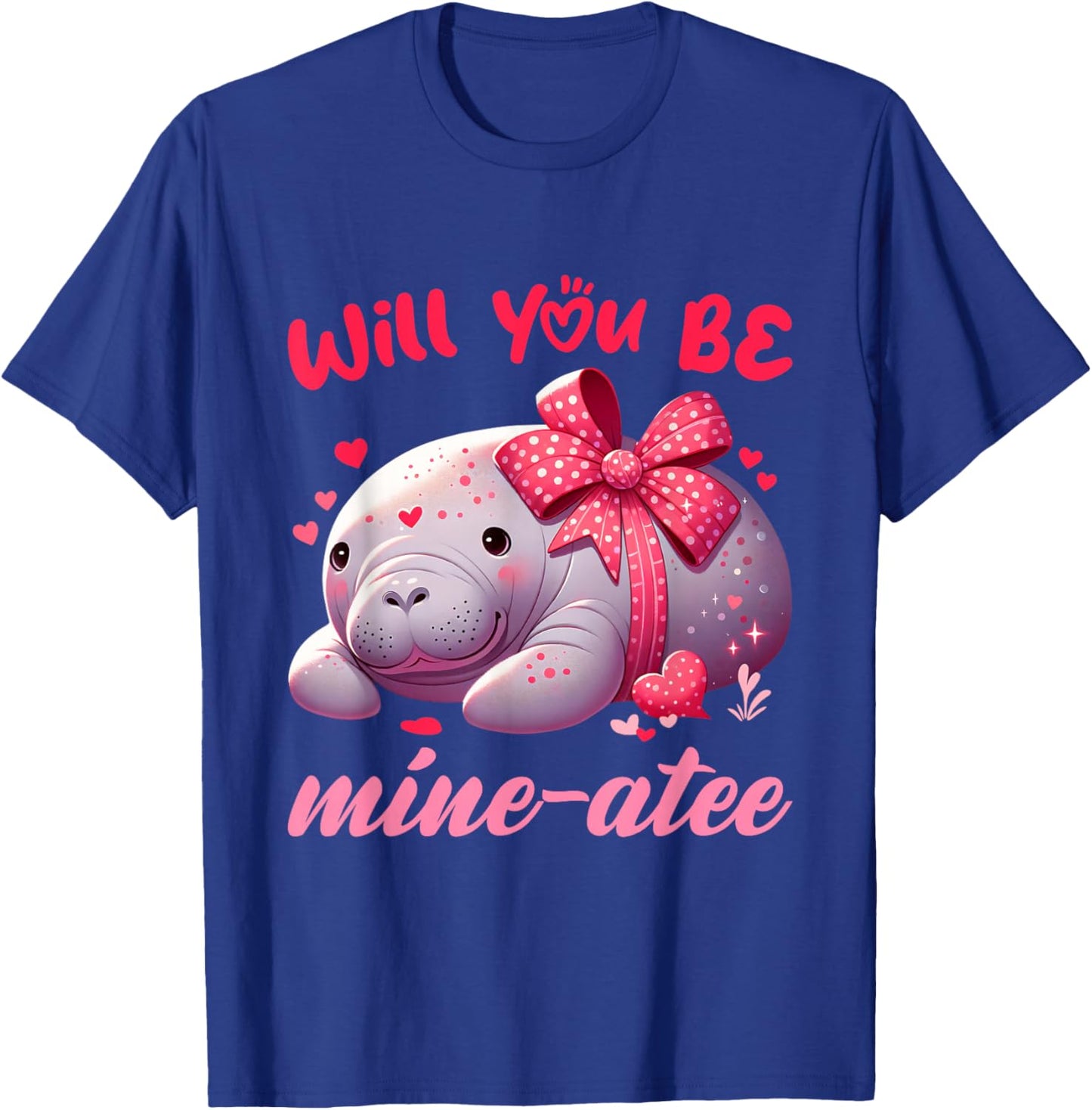 Valentine Manatee Cute Valentine Hearts T-Shirt - T-Shirt | Royal