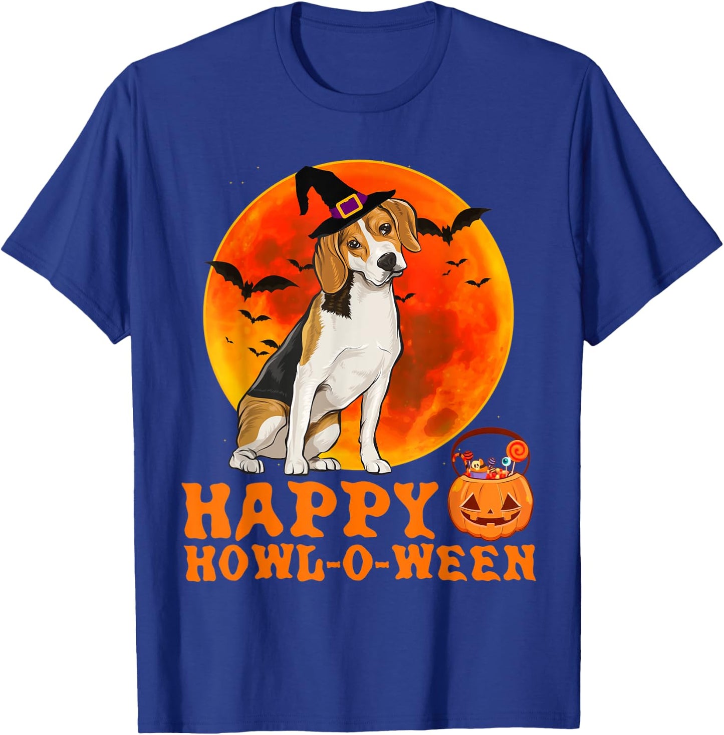 Funny Beagle Dog Halloween Happy Howl-o-ween T-Shirt - T-Shirt | Royal