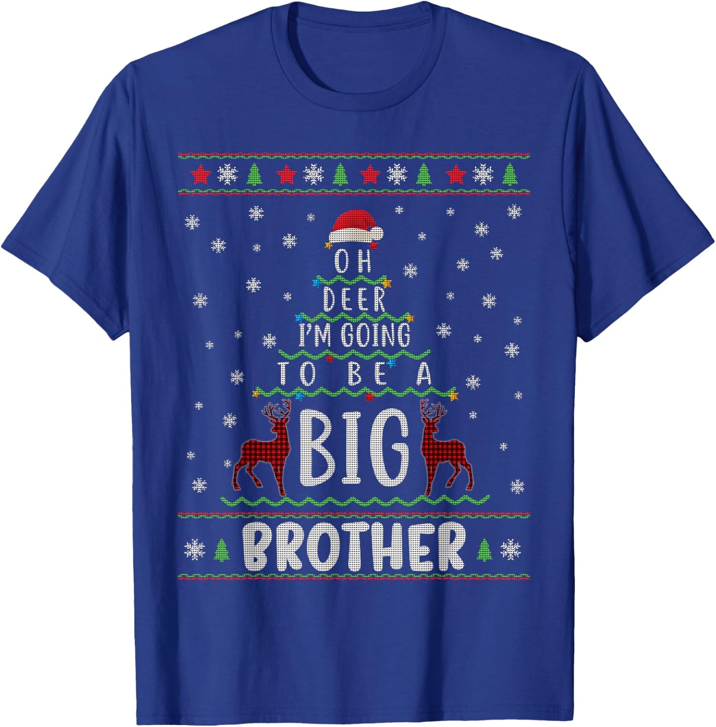 Oh Deer I'm Going To Be A Big Brother Christmas T-Shirt - T-Shirt | Royal