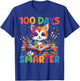 Cats 100th Day Of School Teacher 100 Days Smarter Cat Kitty T-Shirt - T-Shirt | Royal