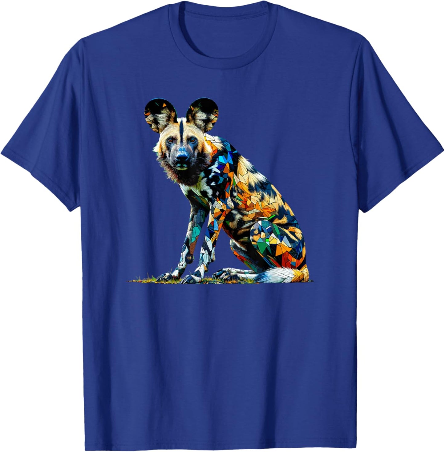 Polygon Art African Wild Dog Painted Dog T-Shirt - T-Shirt | Royal