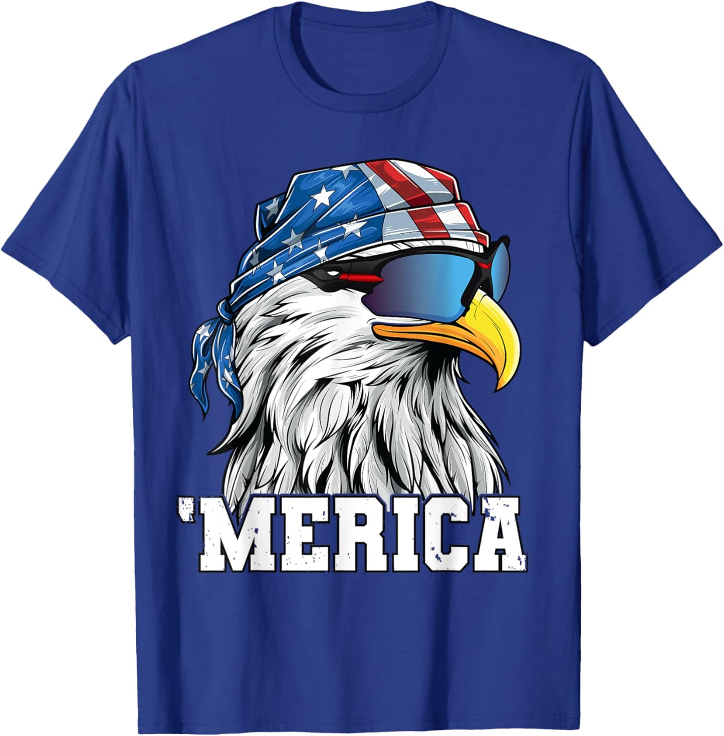 Patriotic 4th of July Shirt Men Women USA Bald Eagle Merica T-Shirt - T-Shirt | Royal