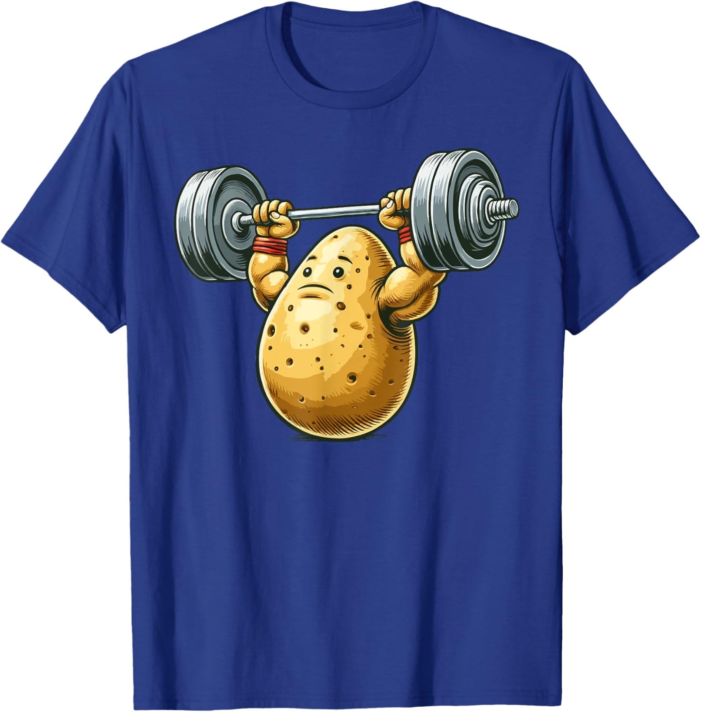Funny Potato Weightlifting Artwork Funny Weightlifting T-Shirt - T-Shirt | Royal