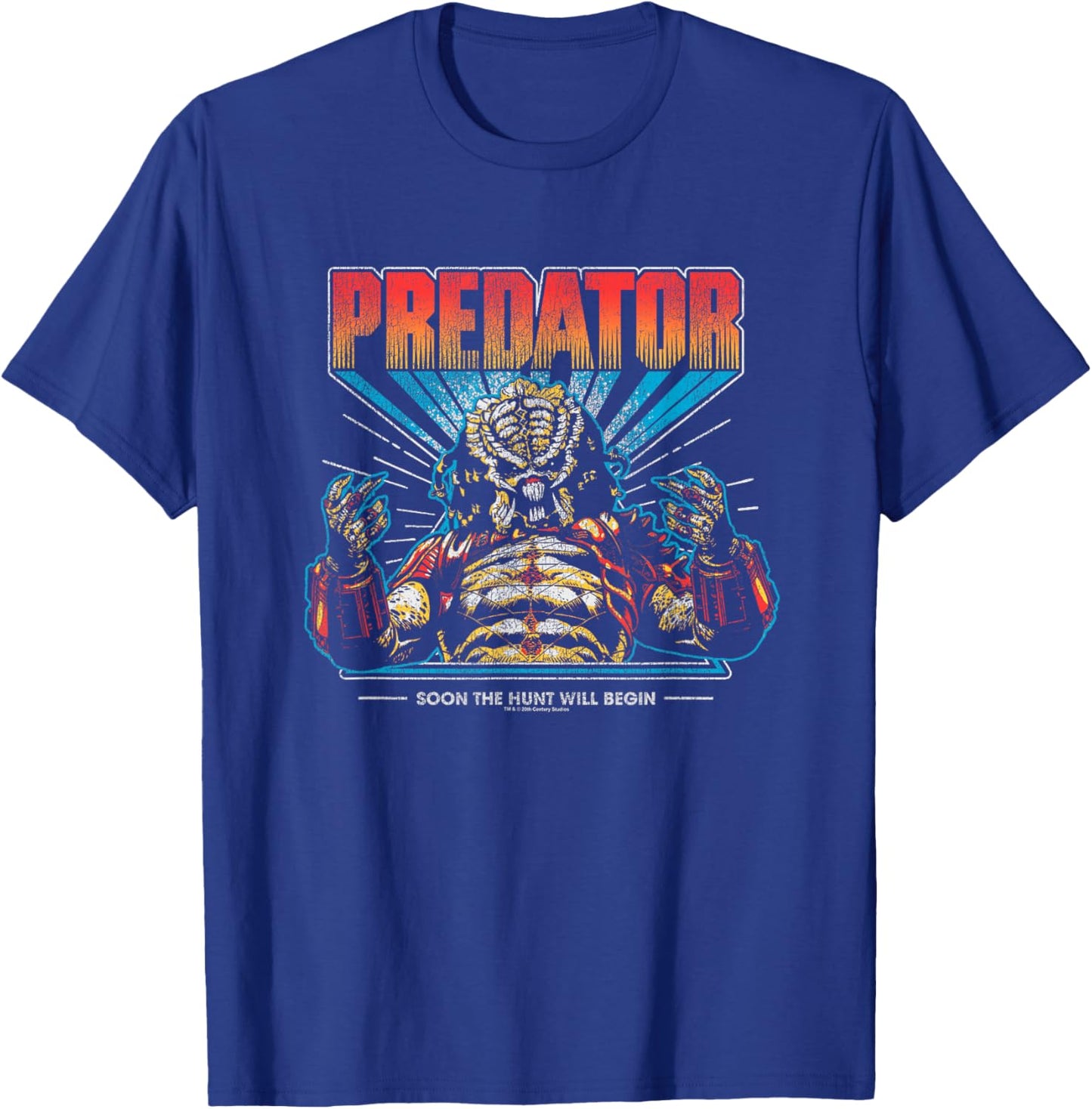 Predator Soon The Hunt Will Begin Big Chest Retro Poster T-Shirt - T-Shirt | Royal