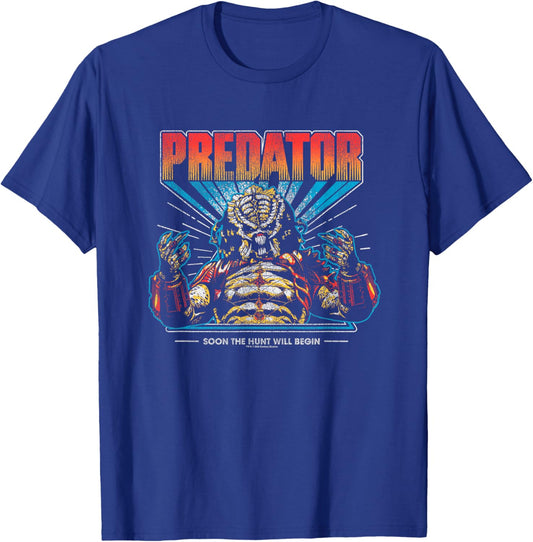 Predator Soon The Hunt Will Begin Big Chest Retro Poster T-Shirt - T-Shirt | Royal