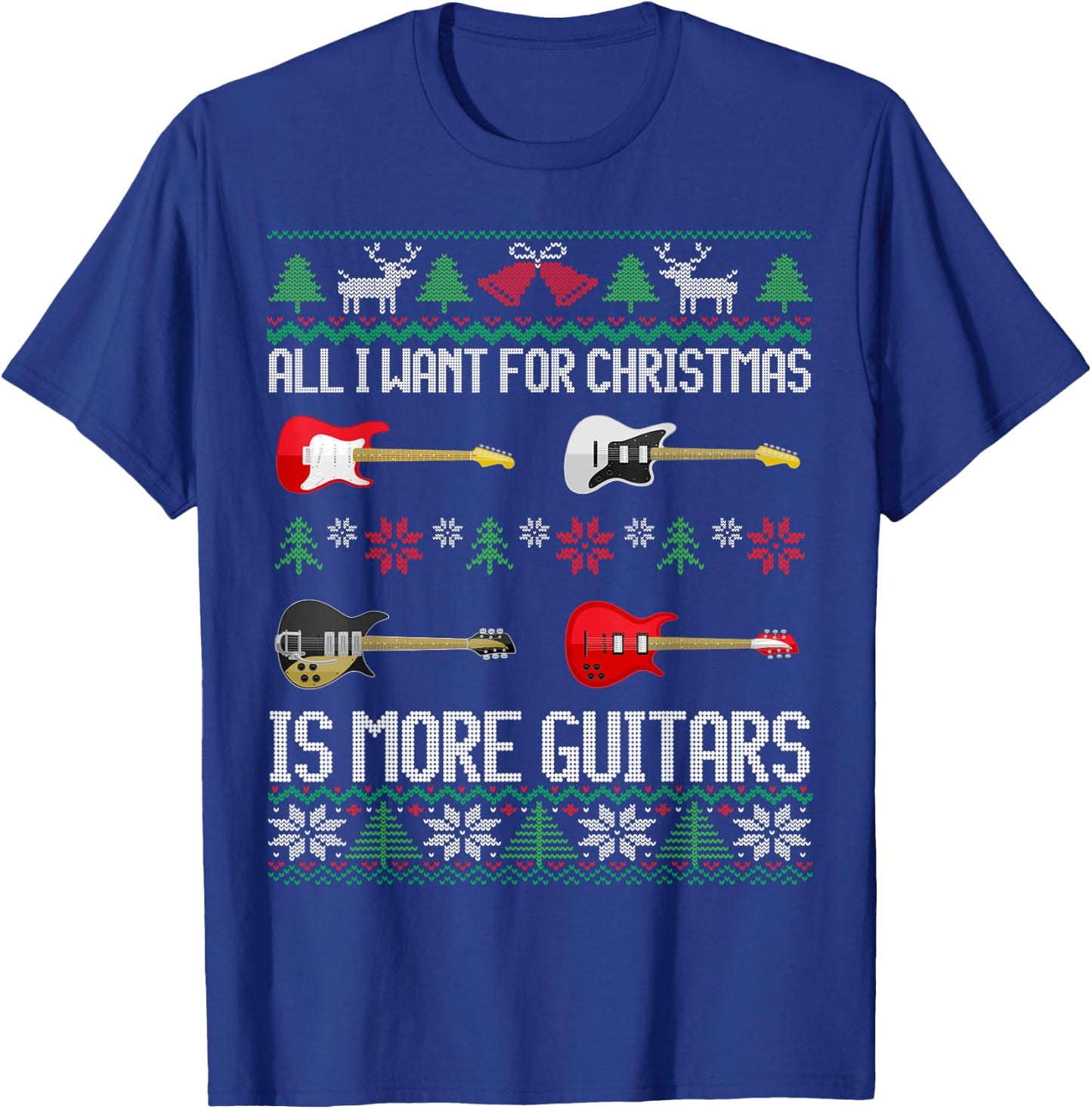Guitars | Christmas | Guitarist Guitar Ugly Christmas T-Shirt - T-Shirt | Royal