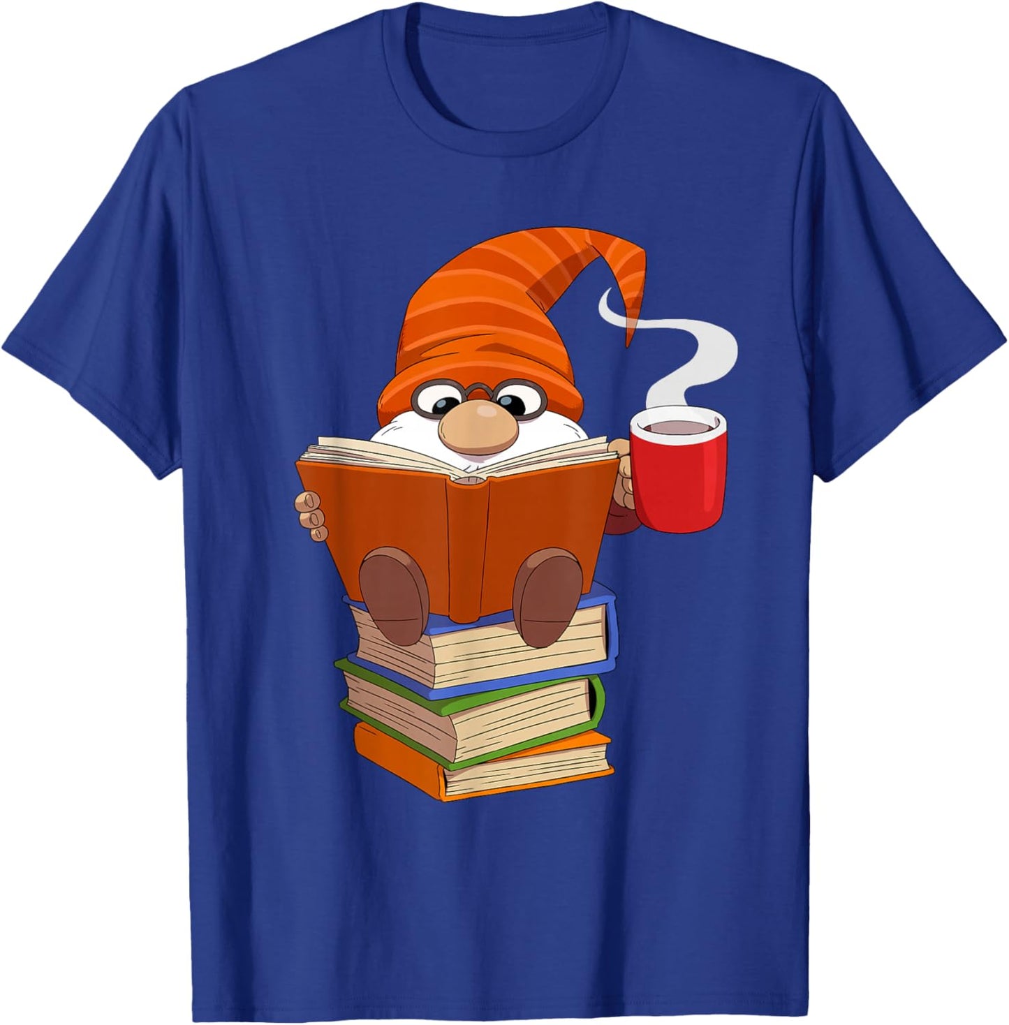 Reading Lover Book Graphic Funny Gnome T-Shirt - T-Shirt | Royal