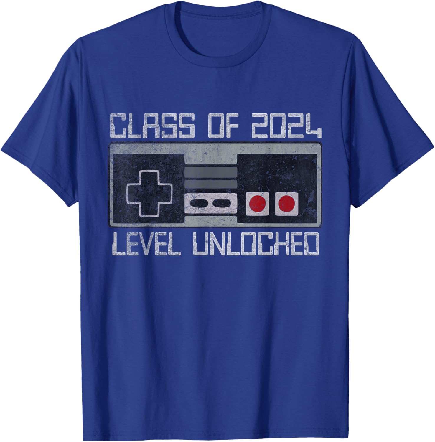 Class Of 2024 Level Unlocked Senior Gamer Graduation T-Shirt - T-Shirt | Royal