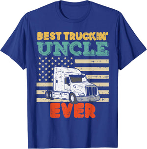 American Flag Best Truckin Uncle Truck Driver Trucker Gift T-Shirt - T-Shirt | Royal