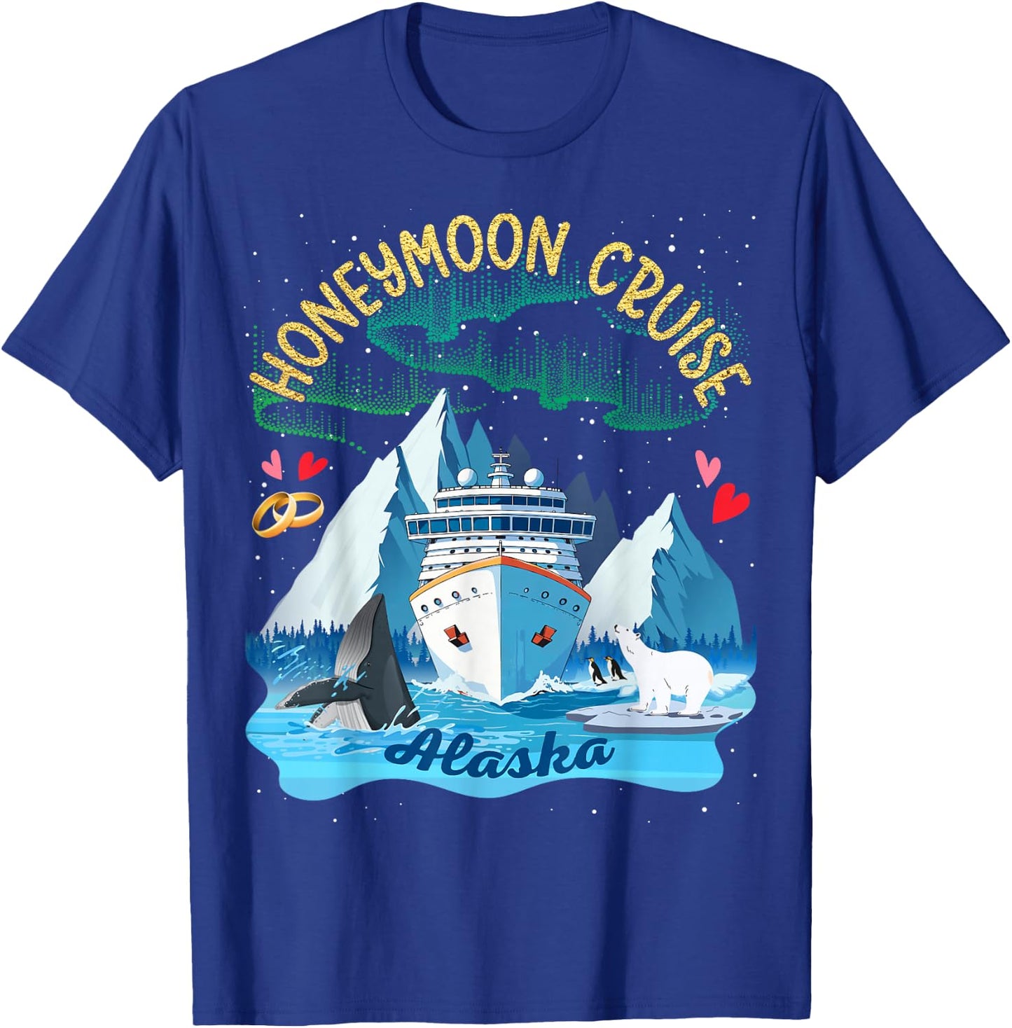 Alaska Honeymoon Cruise Match Couples Newlyweds Just Married T-Shirt - T-Shirt | Royal