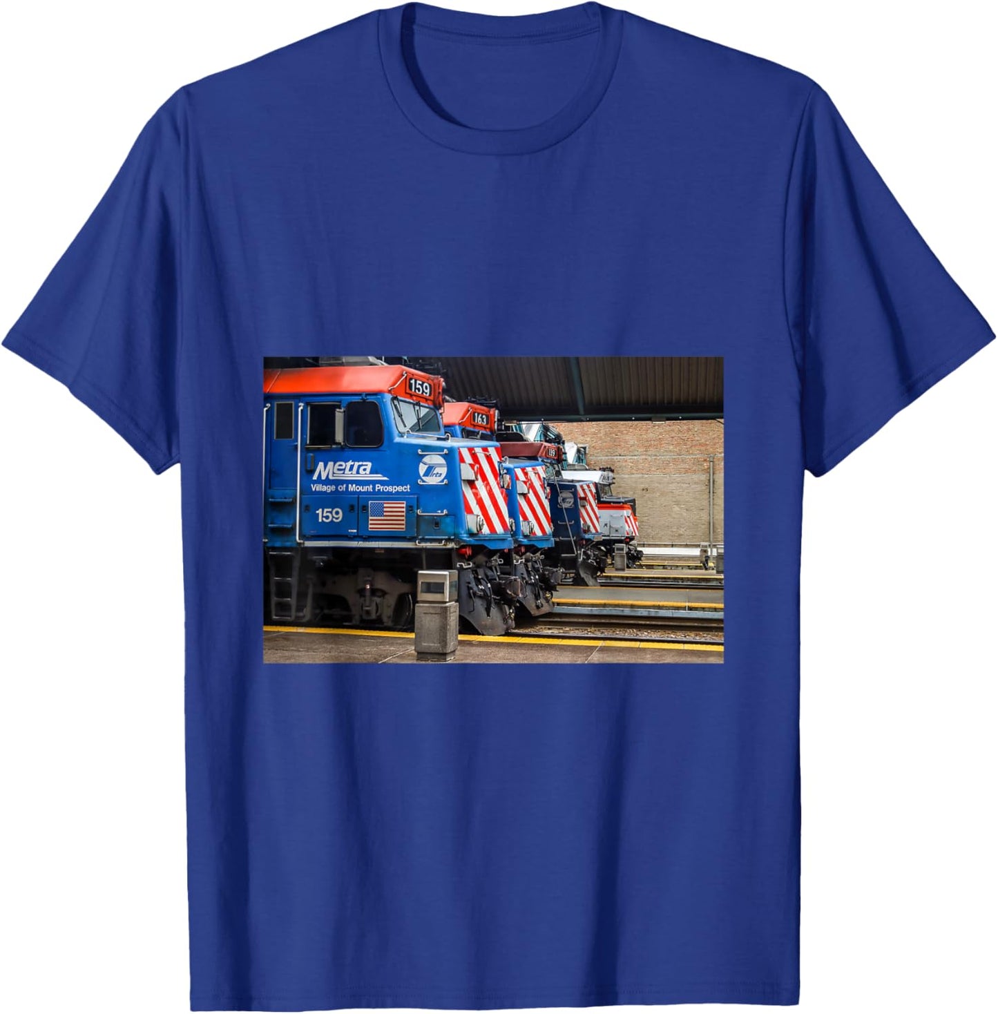 Chicago Trains Metra 159 Village of Mount Prospect , Small, Black T-Shirt - T-Shirt | Royal