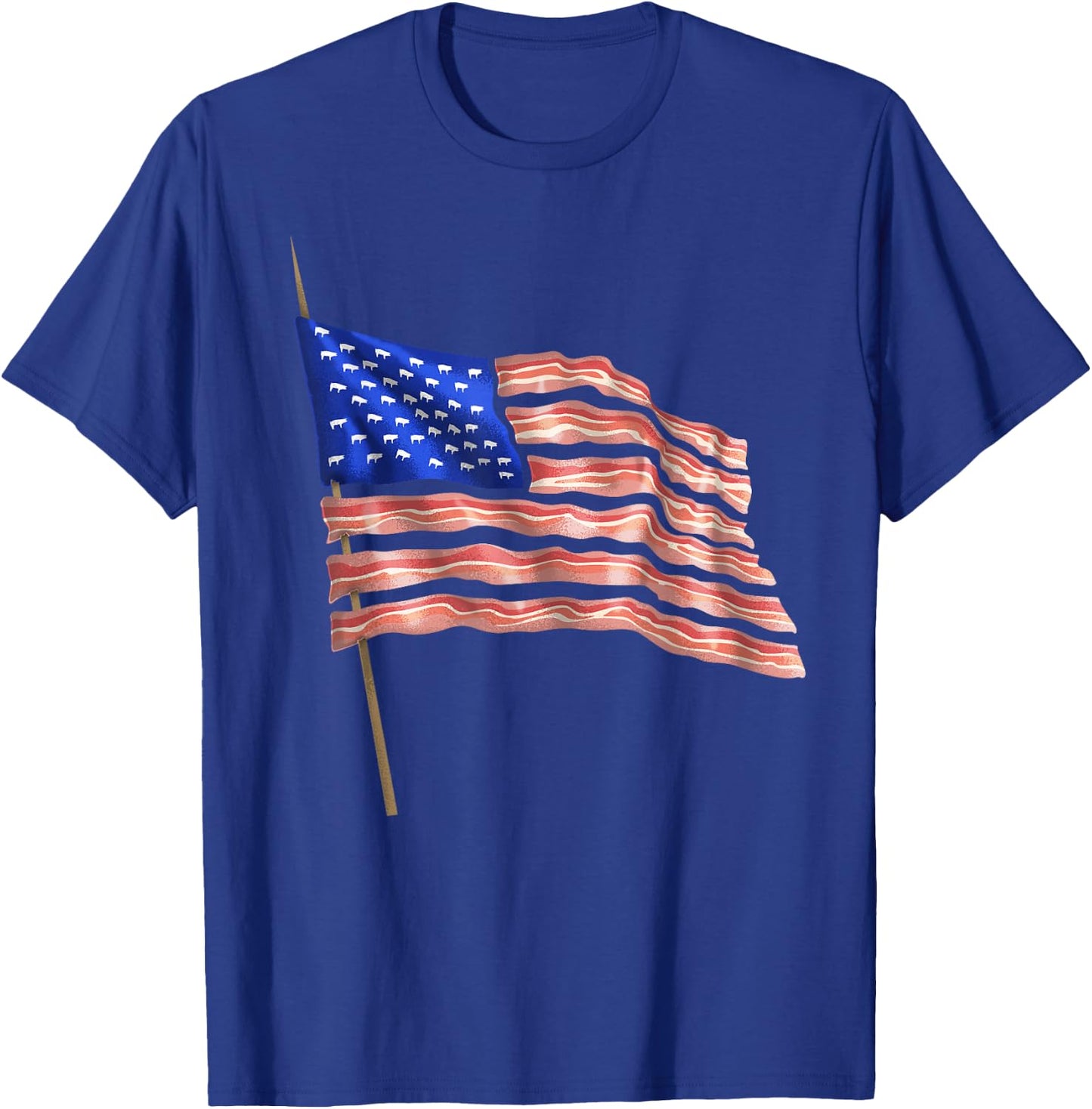 USA Bacon Flag | Cute US Dried Pigs Funny 4th Of July Gift T-Shirt - T-Shirt | Royal