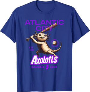 Atlantic City Axolotls Retro Minor League Baseball Team T-Shirt - T-Shirt | Royal