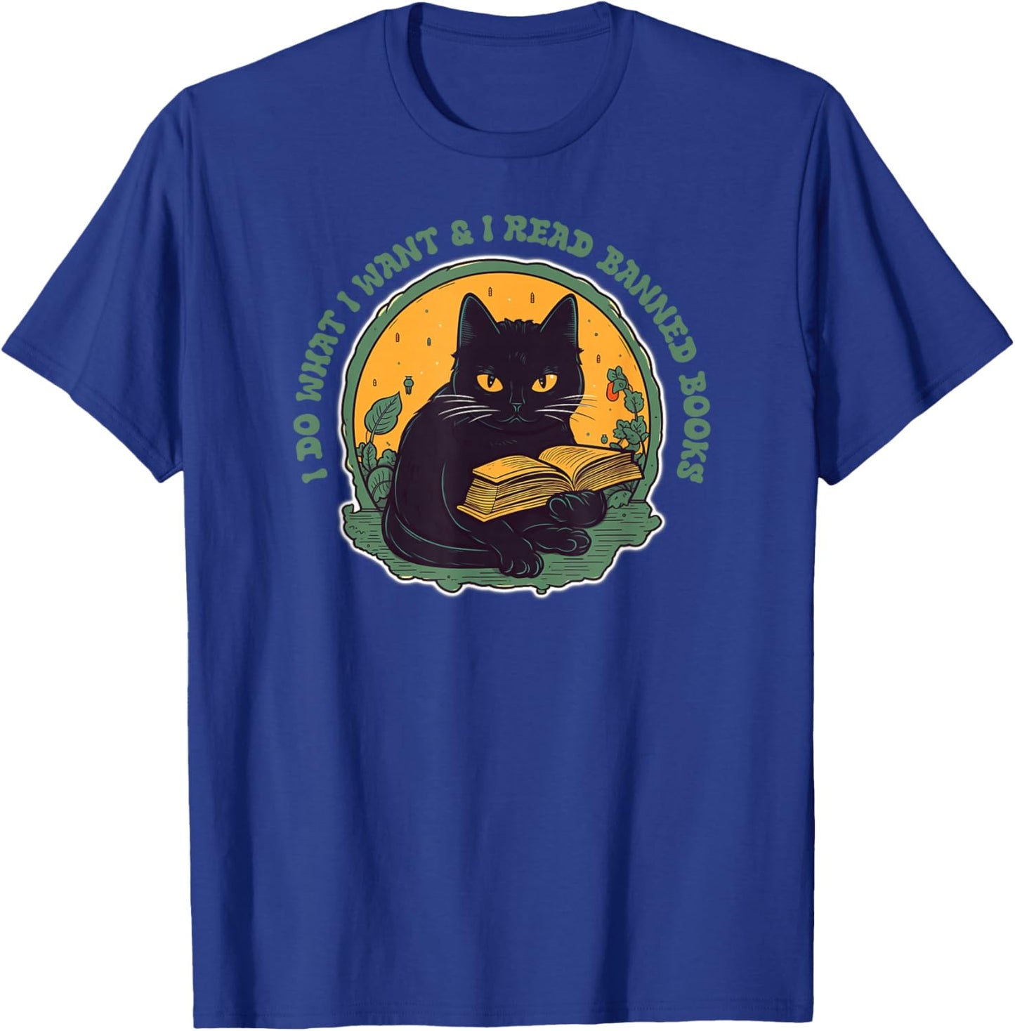 Funny Cat Reading - Read Banned Books T-Shirt - T-Shirt | Royal