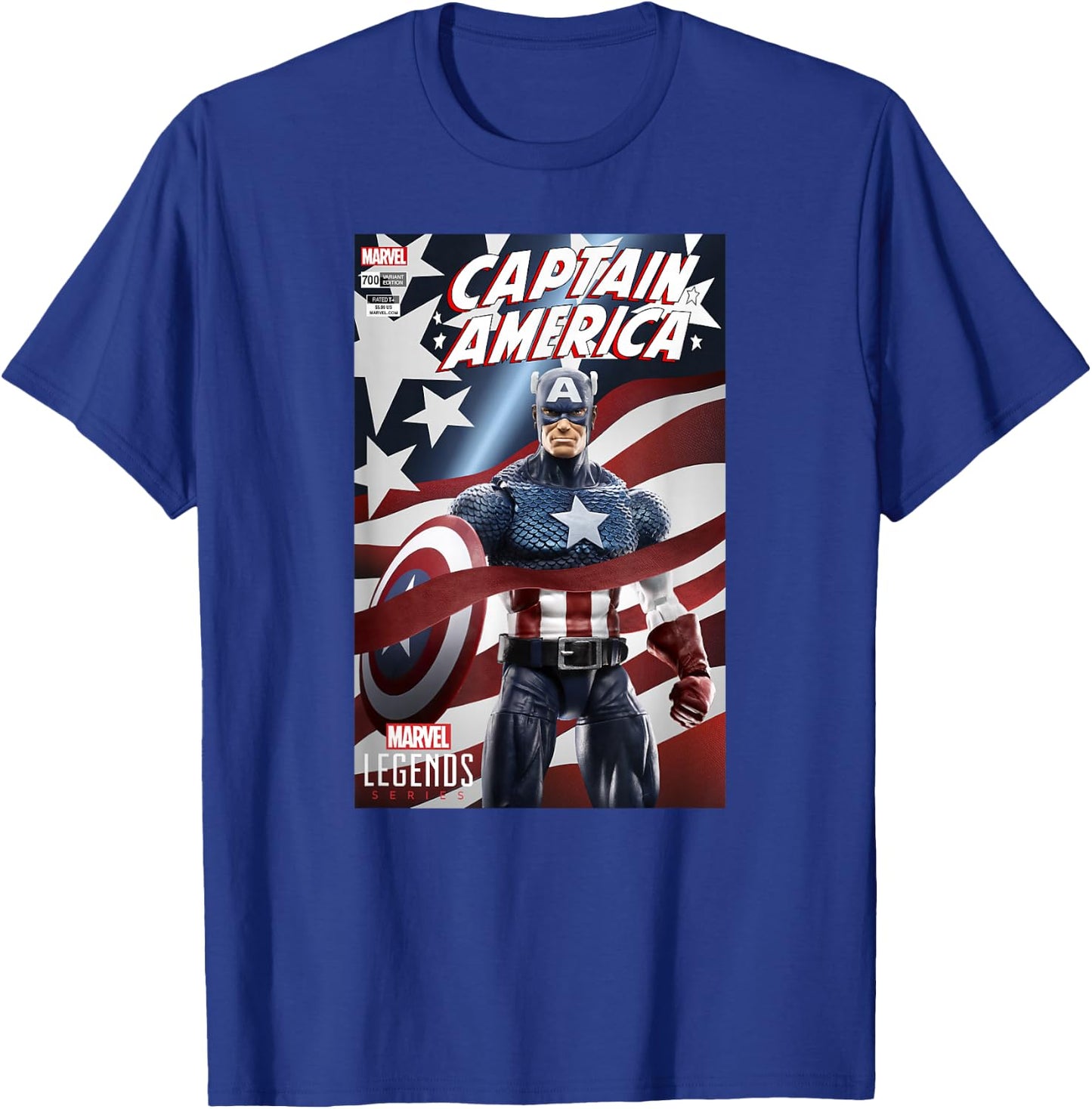 Marvel Legends Series Captain America Comic Cover T-Shirt - T-Shirt | Royal