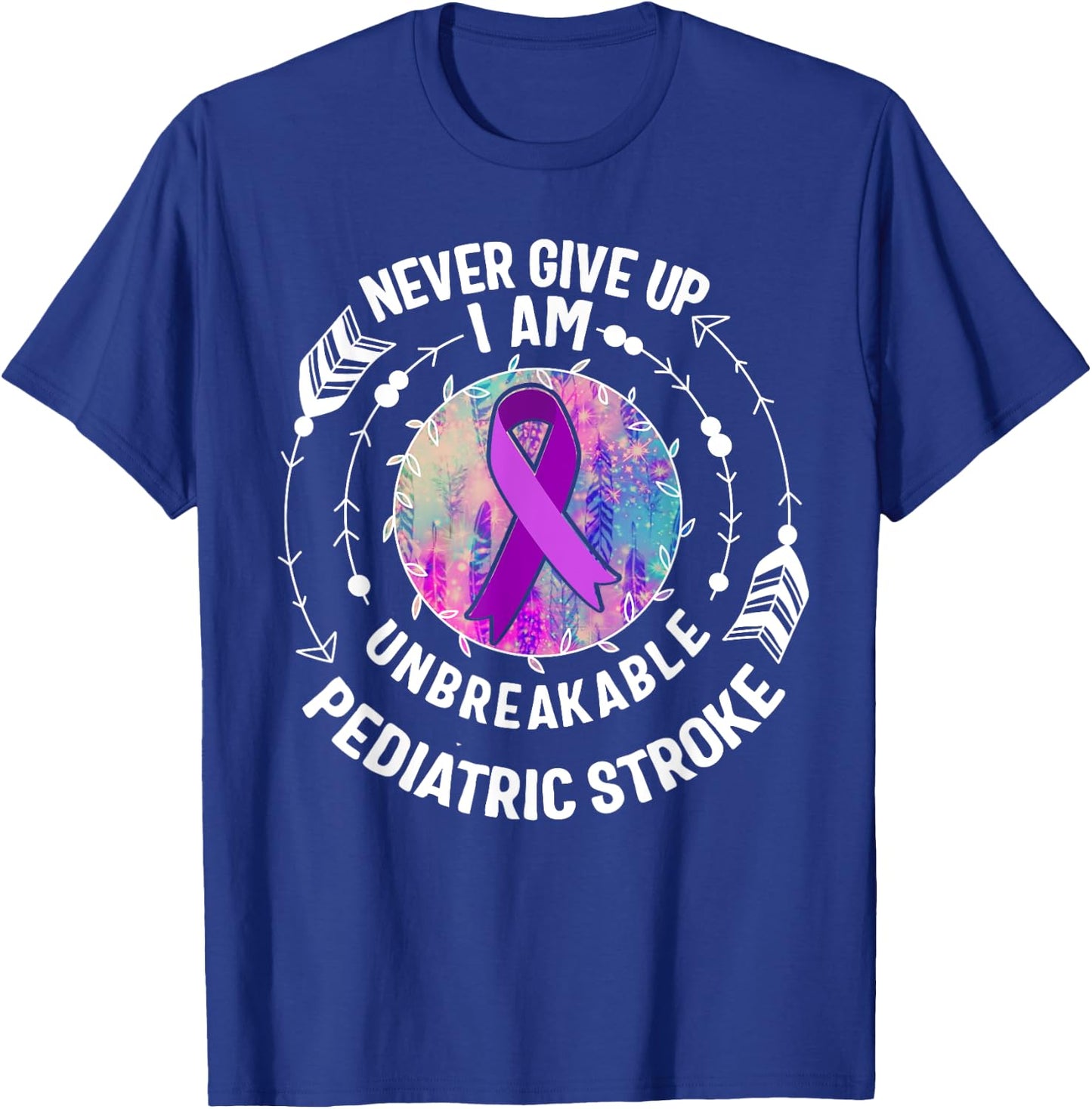 Pediatric Stroke Awareness Purple Ribbon Fight Warrior Kids T-Shirt - T-Shirt | Royal