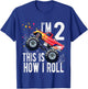 2 Year Old 2nd Birthday Boy Monster Truck Car T-Shirt - T-Shirt | Royal