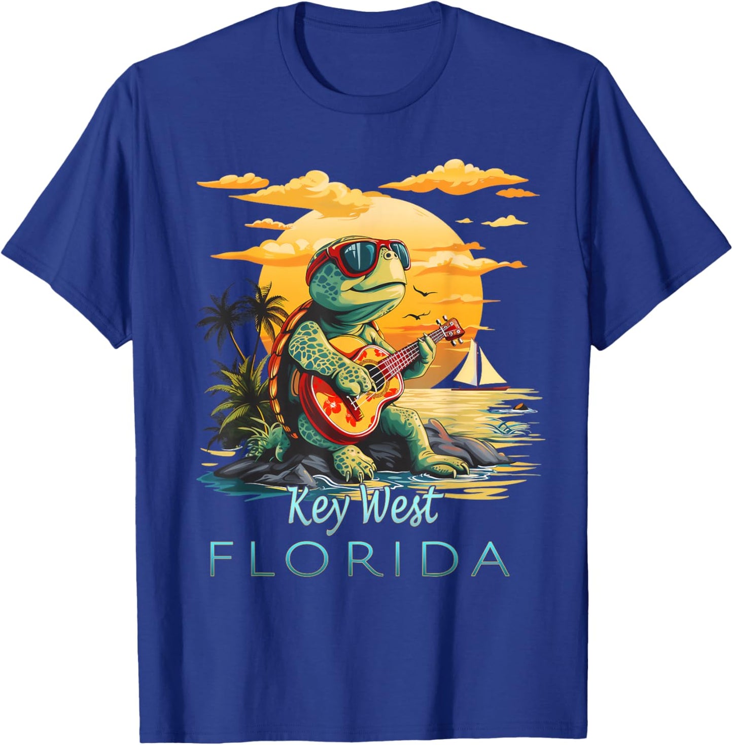 Key West Florida Keys Vacation Turtle T-Shirt - T-Shirt | Royal