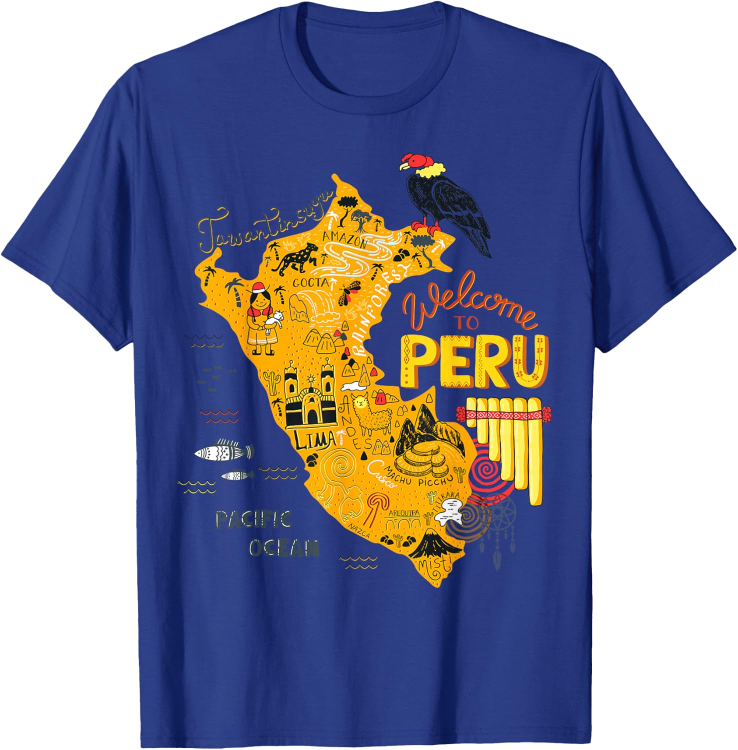 Travel Peru Map Lima Machu Picchu Cusco Family Vacation T-Shirt - T-Shirt | Royal