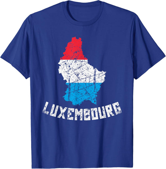 Luxembourg Flag Distressed Men Women Kids Luxembourger T-Shirt - T-Shirt | Royal