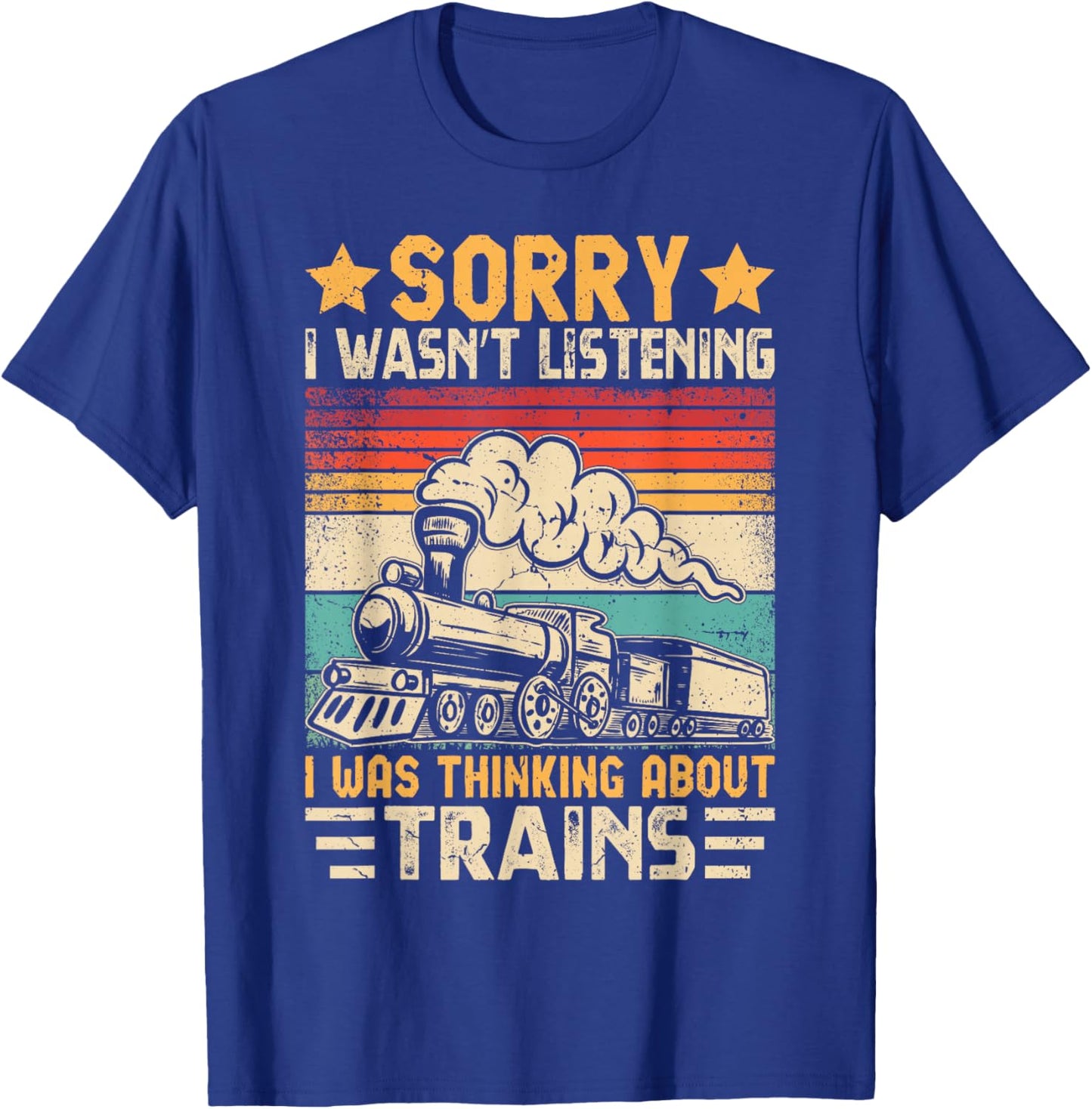 Retro Train Lover Model Railroad Conductor Funny Train , Small, Black T-Shirt - T-Shirt | Royal