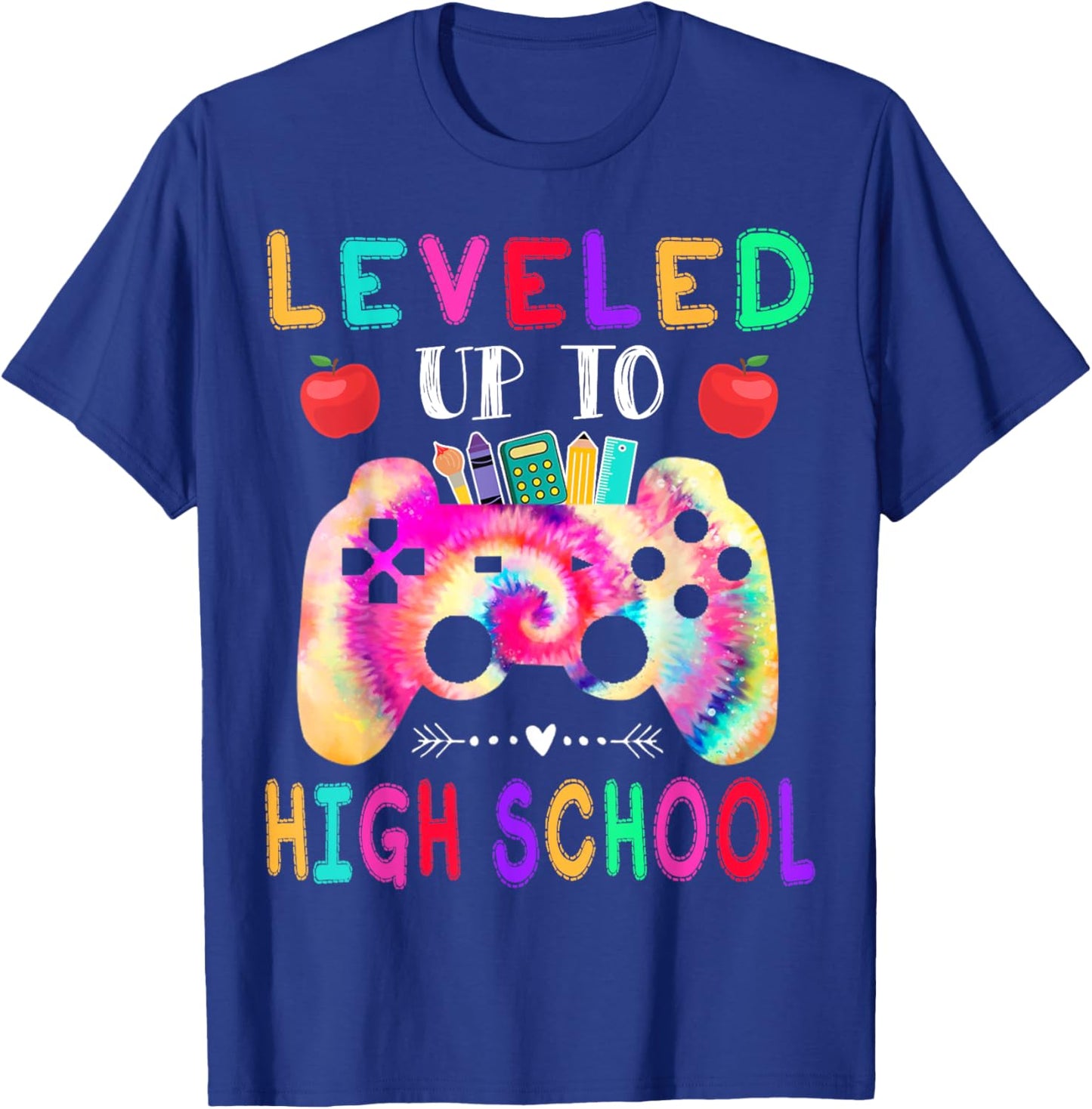 Leveled Up To High School Gaming Fun Back To School Tie Dye T-Shirt - T-Shirt | Royal