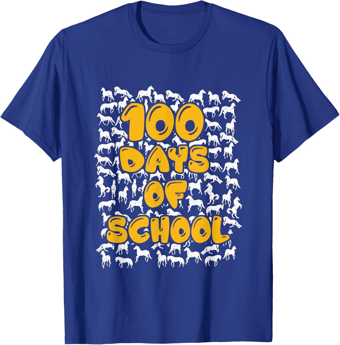 100 Days of School horse mustang mascot T-Shirt - T-Shirt | Royal