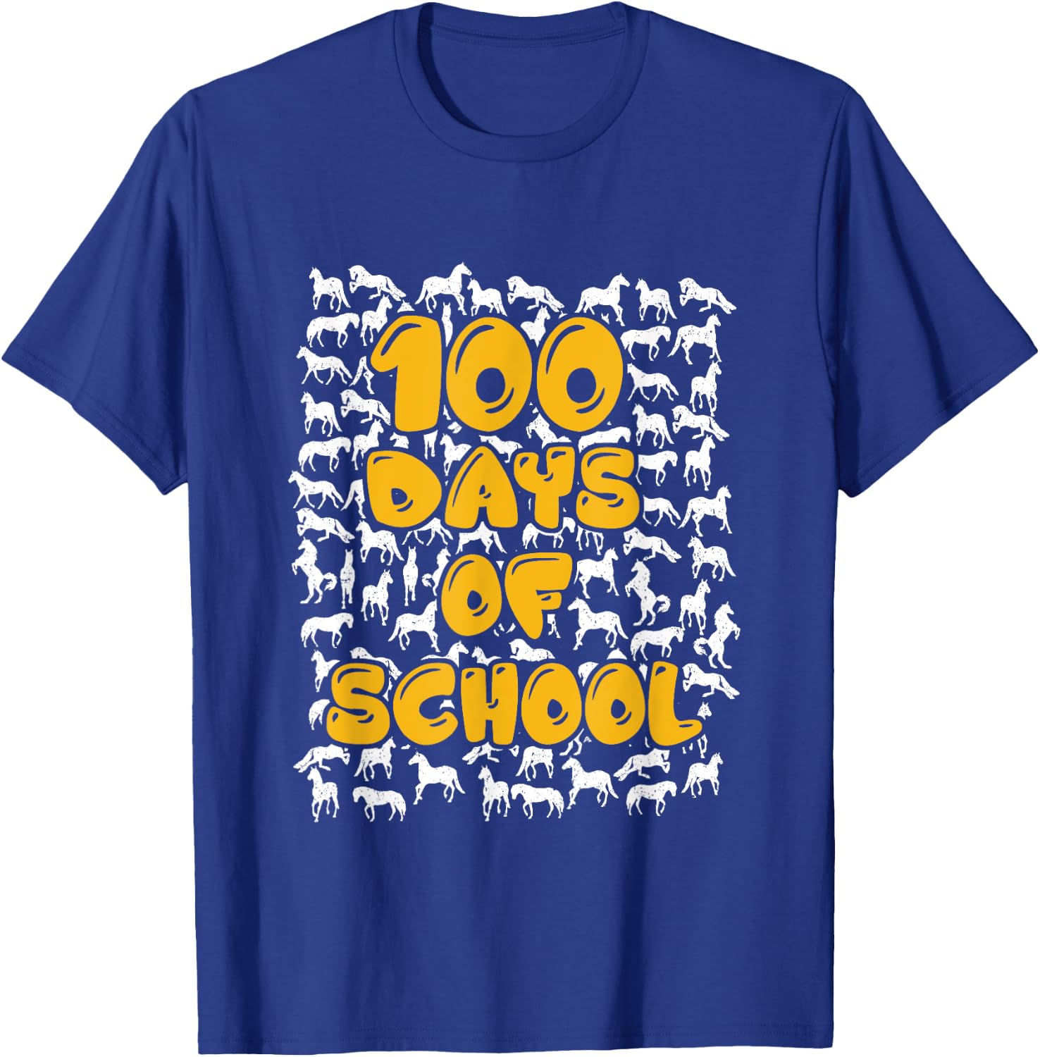 100 Days of School horse mustang mascot T-Shirt - T-Shirt | Royal