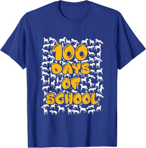 100 Days of School horse mustang mascot T-Shirt - T-Shirt | Royal