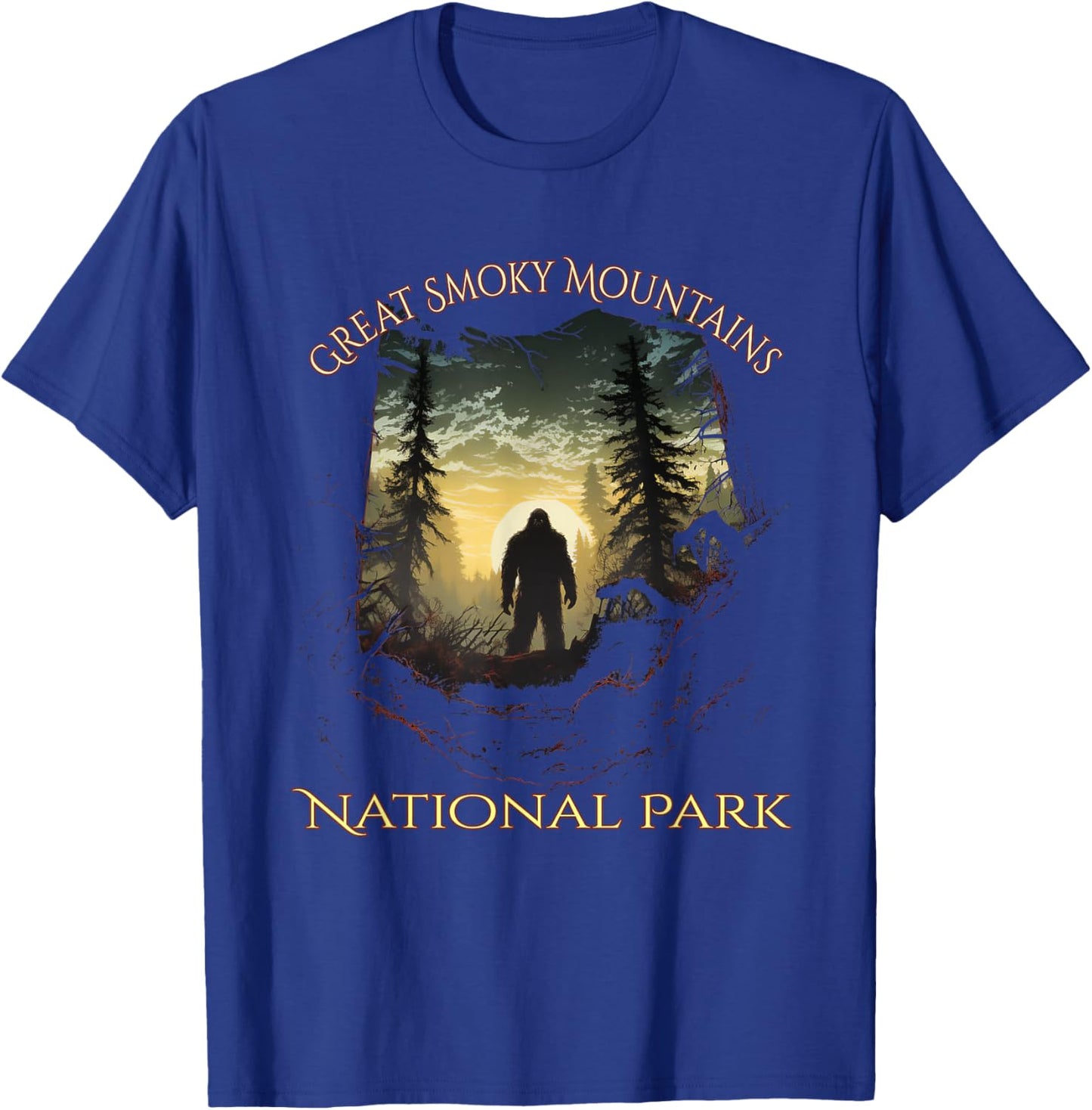 Great Smokey Mountains National Park Bigfoot Sasquatch T-Shirt - T-Shirt | Royal
