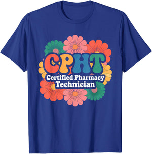 CPHT Certified Pharmacy Technician Floral Designs T-Shirt - T-Shirt | Royal