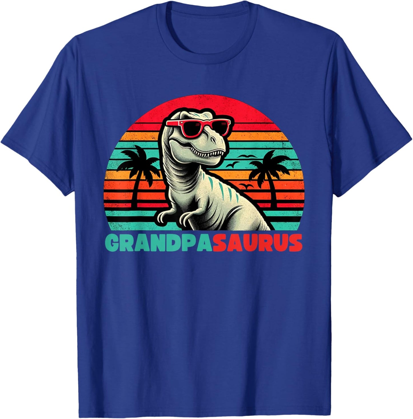 Grandpasaurus Funny T Rex Grandpa Saurus Dinosaur Family T-Shirt - T-Shirt | Royal